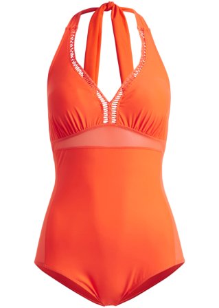 Shape Badeanzug leichte Formkraft aus recyceltem Polyamid in orange von vorne - bpc selection