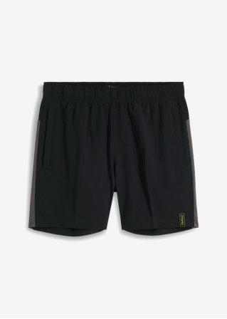 Sport-Shorts mit Reißverschlusstaschen, schnelltrocknend in schwarz von vorne - bpc bonprix collection