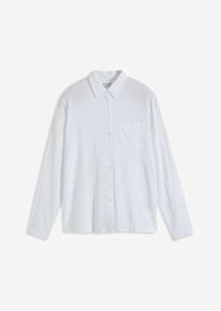 Hemdbluse mit aufgesetzter Brusttasche  in weiß von vorne - bpc bonprix collection
