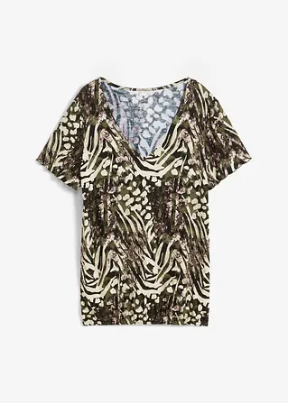 Shirt mit Gummibund in braun von vorne - bonprix