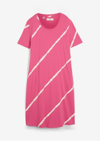 Shirt-Kleid mit Taschen in A-Linie aus Bio-Baumwolle, knieumspielend in pink von vorne - bpc bonprix collection