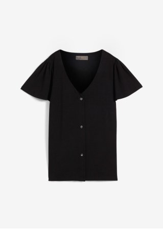 Shirt mit Knopfleiste in schwarz von vorne - bpc selection