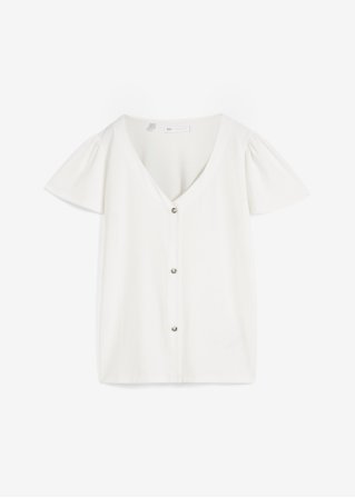 Shirt mit Knopfleiste in weiß von vorne - bpc selection