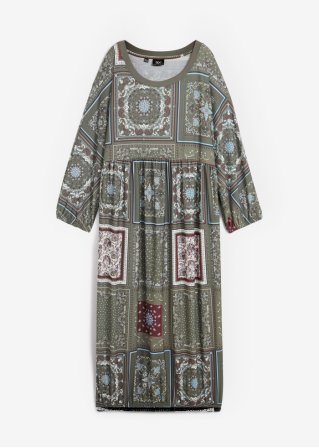 Kleid mit Kimonoärmeln und Patchworkdruck in blau von vorne - bpc bonprix collection
