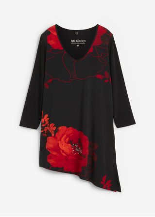 Longshirt mit floralem Muster in schwarz von vorne - bpc selection