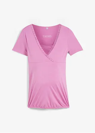 Umstandsshirt / Stillshirt, Spitze in pink von vorne - bpc bonprix collection