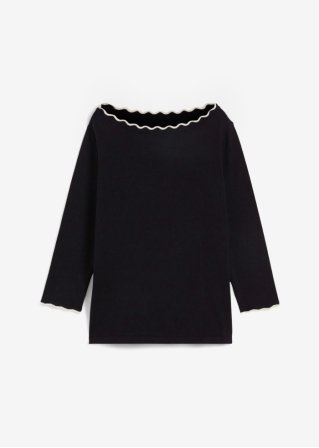 Pullover mit Seidenanteil in schwarz von vorne - bonprix PREMIUM