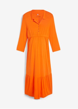 Midi-Umstandskleid / Stillkleid mit Kragen in orange von vorne - bpc bonprix collection