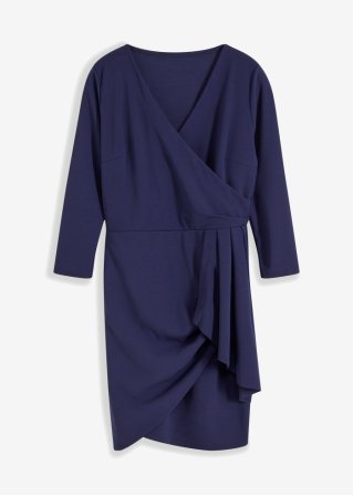 Kleid mit V-Ausschnitt in blau von vorne - BODYFLIRT boutique