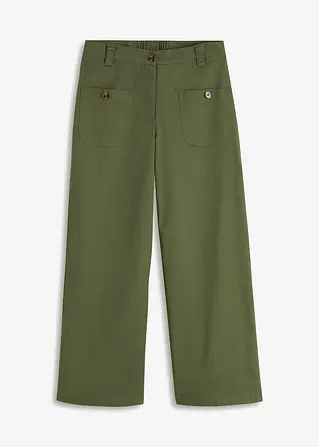 Wide Leg Jeans, High Waist, Bequembund in grün von vorne - bonprix