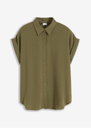 Bluse mit recyceltem Polyester in grün von vorne - BODYFLIRT