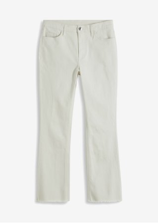Cropped Jeans-Schlaghose mit ausgefranstem Saum in weiß von vorne - RAINBOW
