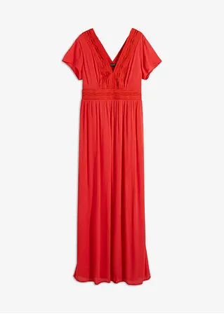 Sommer-Maxikleid mit Spitze in rot von vorne - bonprix