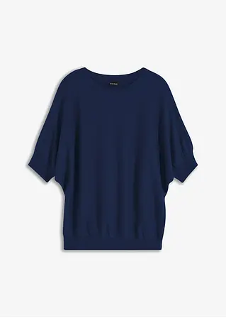 Feinstrickpullover in blau von vorne - bonprix