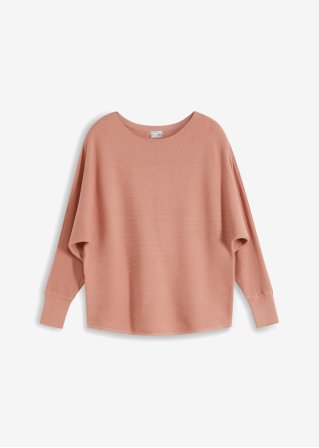 Oversize-Ripp-Pullover in rosa von vorne - BODYFLIRT