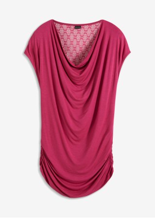 Shirt mit Wasserfall-Ausschnitt in pink von vorne - BODYFLIRT