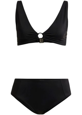 Bikini (2-tlg.Set) aus recyceltes Polyamid in schwarz von vorne - bpc bonprix collection