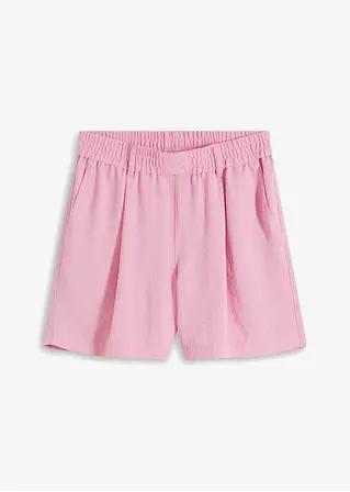 Schlupf-Shorts aus luftigem Crêpe in rosa von vorne - bonprix