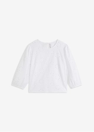 Bluse mit Lochmuster in weiß von vorne - RAINBOW