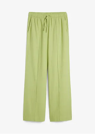 Palazzo-Hose aus leichtem Leinen-Viskose-Mix in grün von vorne - bonprix