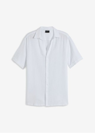 Musselin - Kurzarmhemd in weiß von vorne - bpc selection