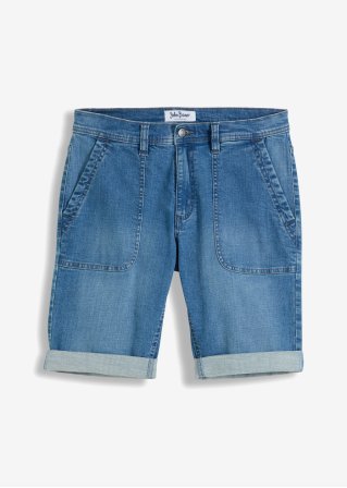 Stretch-Jeans-Bermuda, Regular Fit in blau von vorne - John Baner JEANSWEAR