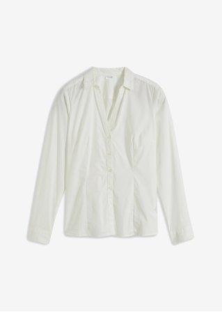 Stretch-Bluse in weiß von vorne - BODYFLIRT
