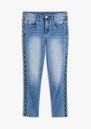Skinny Jeans Mid Waist, Stretch in blau von vorne - bonprix