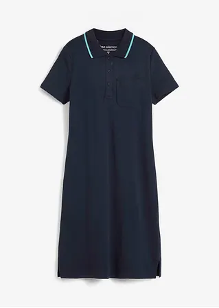 Polo-Shirtkleid in blau von vorne - bpc selection