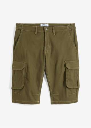 Long-Stretch-Jeans-Bermuda mit Komfortschnitt, Regular Fit in grün von vorne - John Baner JEANSWEAR