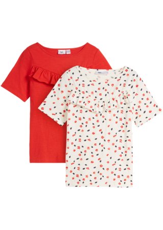 Mädchen Shirt aus Bio-Baumwolle (2er Pack) in weiß von vorne - bpc bonprix collection