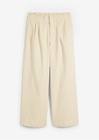 Wide Leg Jeans, High Waist, Bequembund in beige von vorne - bpc bonprix collection