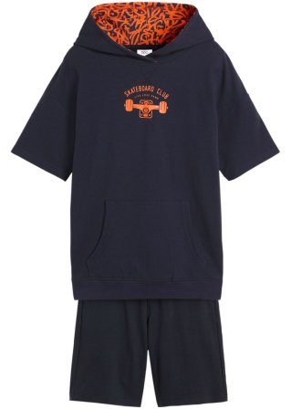 Jungen Sweatshirt und Sweatshorts  (2-tlg.Set)  in blau von vorne - bpc bonprix collection