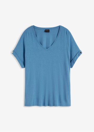 Shirt  in blau von vorne - BODYFLIRT