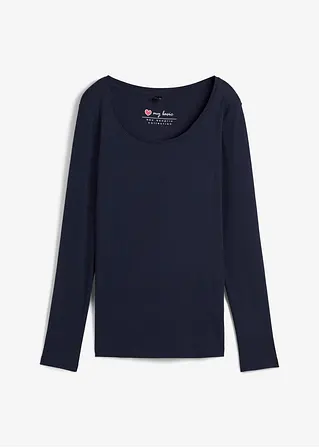 bonprix Baumwoll-Langarmshirt mit Rundhalsausschnitt