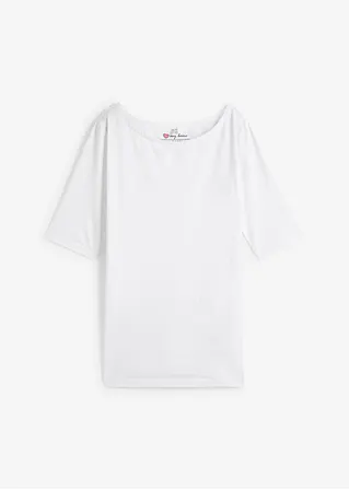 U-Boot-Ausschnitt-Shirt in weiß von vorne - bonprix
