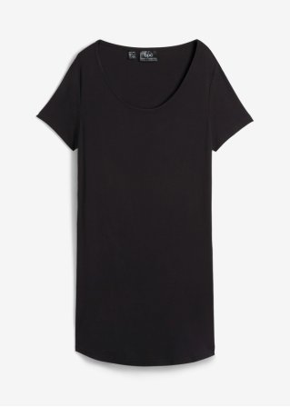 Longshirt aus nachhaltiger Viskose, kurzarm in schwarz von vorne - bpc bonprix collection