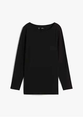 Lockeres Langarm-Shirt in schwarz von vorne - bpc bonprix collection