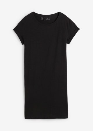 Boxy-Jerseykleid in schwarz von vorne - bpc bonprix collection