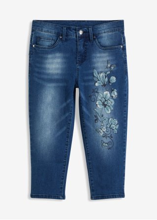 Capri-Jeans mit Schmetterlingsdruck  in blau von vorne - BODYFLIRT boutique