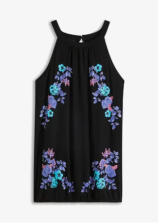 bedrucktes Top in schwarz von vorne - bonprix