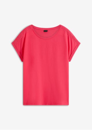 Shirt mit Spitze in pink von vorne - BODYFLIRT