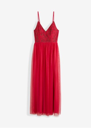 Kleid mit Perlen-Applikation in rot von vorne - BODYFLIRT