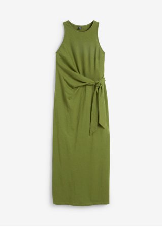 Jerseykleid mit Knoten in grün von vorne - bpc selection