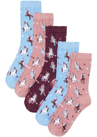 Kinder Socken mit Wellenkante mit Bio-Baumwolle (5er Pack) in lila von vorne - bpc bonprix collection
