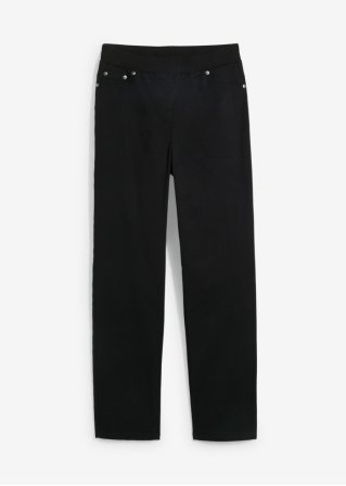 Straight Jeans, Mid Waist, Rippbund in schwarz von vorne - bpc bonprix collection