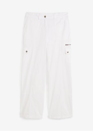 Cargo Jeans, Mid Waist, lang  in weiß von vorne - bpc bonprix collection