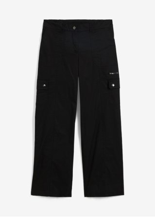 Cargo Jeans, Mid Waist, lang  in schwarz von vorne - bpc bonprix collection