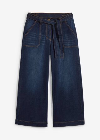 7/8-High Waist Ultra-Soft-Jeans mit High-Waist-Bequembund, Loose-Fit in blau von vorne - bpc bonprix collection
