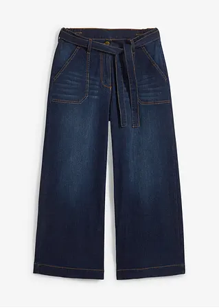 7/8-High Waist Ultra-Soft-Jeans mit High-Waist-Bequembund, Loose-Fit in blau von vorne - bonprix